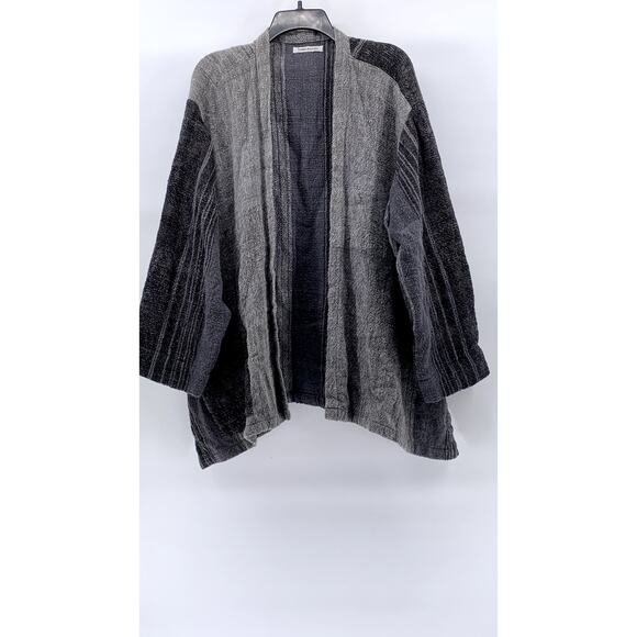 YASUKO KURISAKA Women's Vinatge Black-Gray Woven Open-Front Cardigan SZ OS - Picture 1 of 9